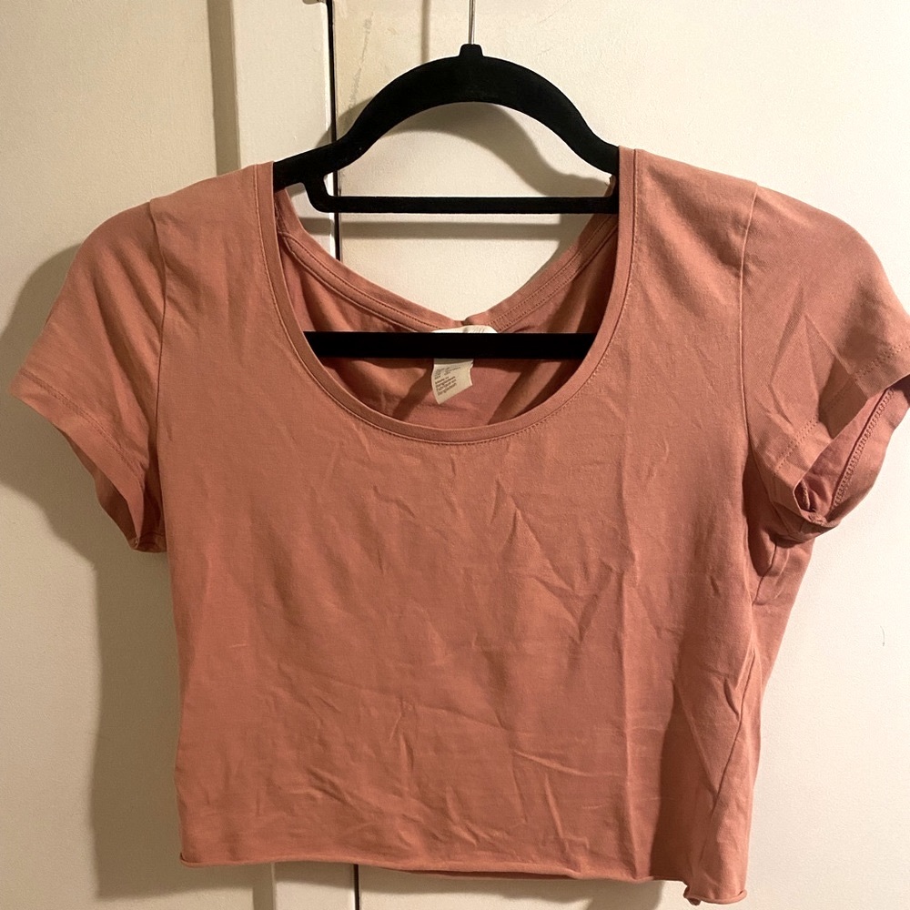 H&M Cropped T-Shirt - Peach, Size Small